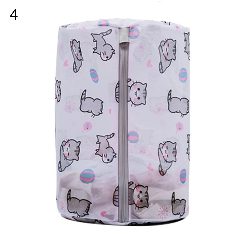 Wäscheltasche Cartoon Katzendrucken Kleidung-resistente Polyesterklappkleidung Mesh Bag Haushaltsdarstellungen-4